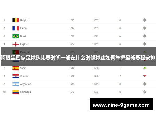 阿根廷国家足球队比赛时间一般在什么时候球迷如何掌握最新赛程安排