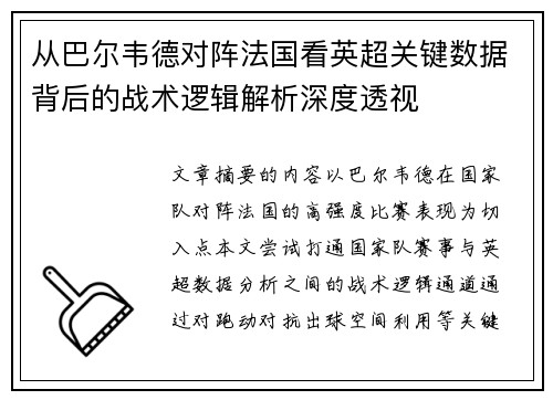 从巴尔韦德对阵法国看英超关键数据背后的战术逻辑解析深度透视 从巴尔韦德对阵法国看英超关键数据背后的战术逻辑解析深度透视